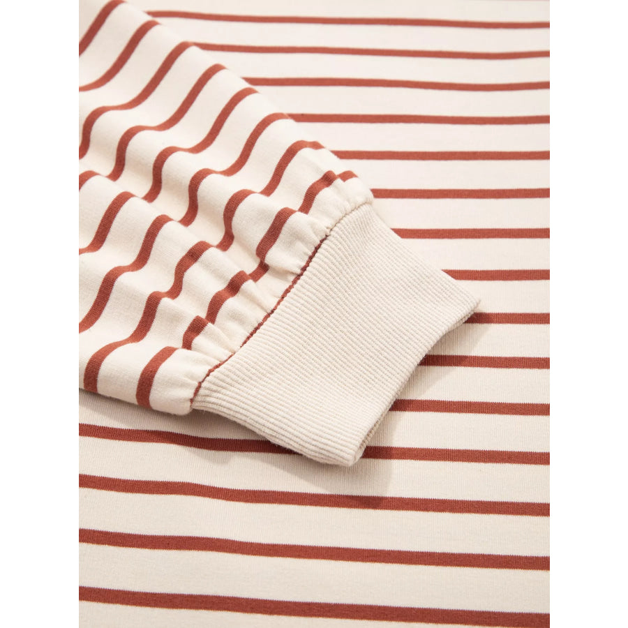 Striped Crew Neck Casual Sweatshirt Apparel and Accessories