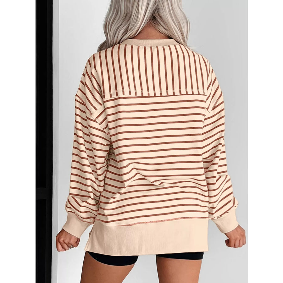 Striped Crew Neck Casual Sweatshirt Apparel and Accessories