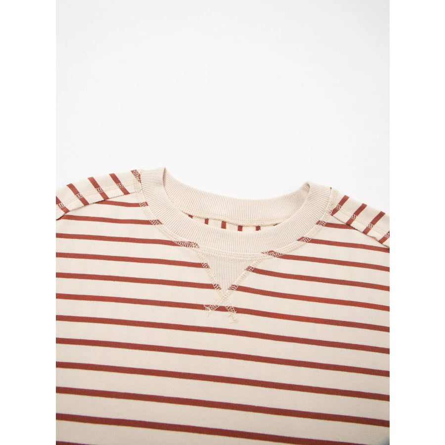 Striped Crew Neck Casual Sweatshirt Apparel and Accessories