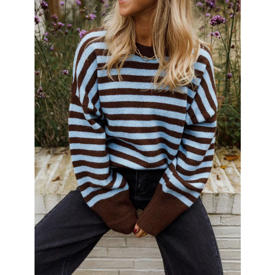 Striped Crew Neck Sweater Apparel and Accessories