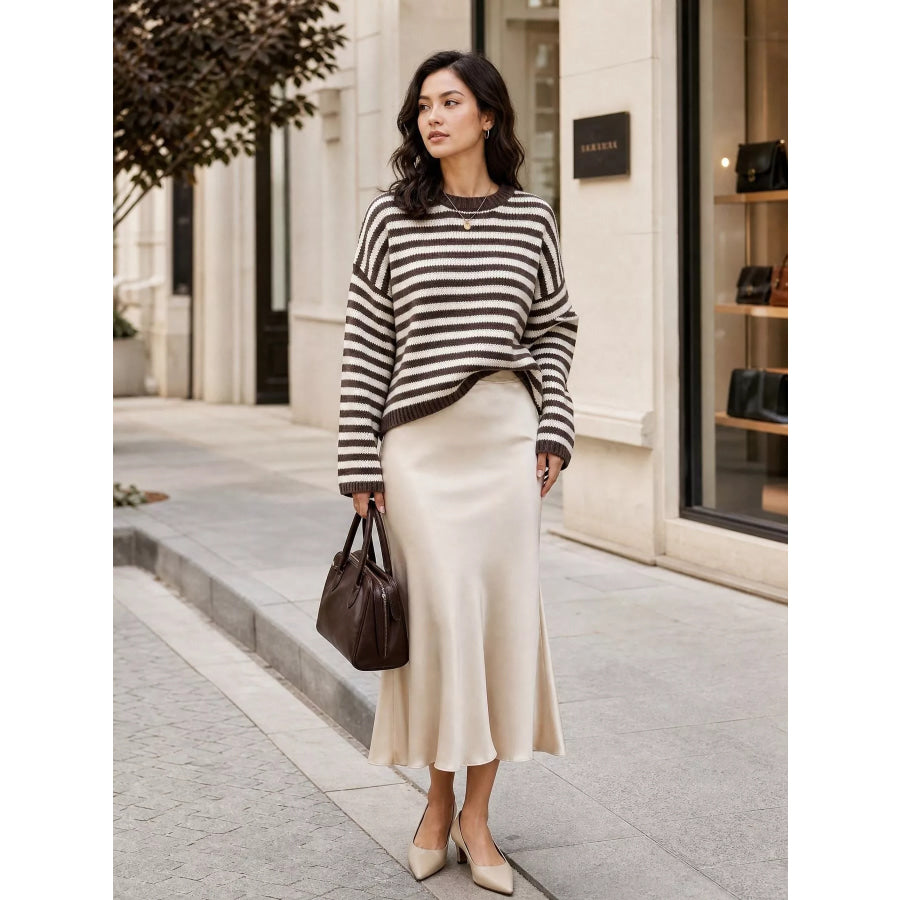 Striped Crew Neck Sweater Apparel and Accessories