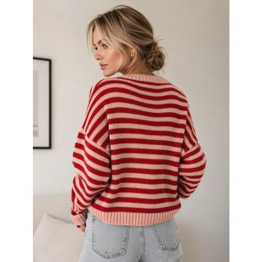 Striped Crew Neck Sweater Apparel and Accessories