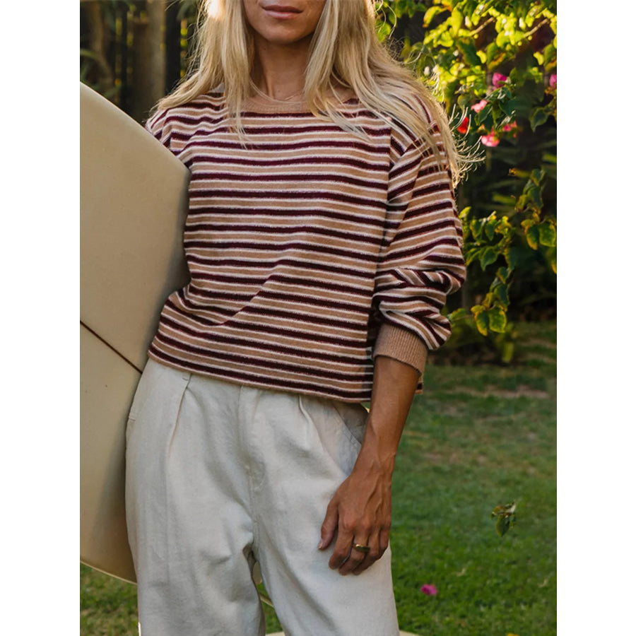 Striped Crew Neck Sweater Apparel and Accessories