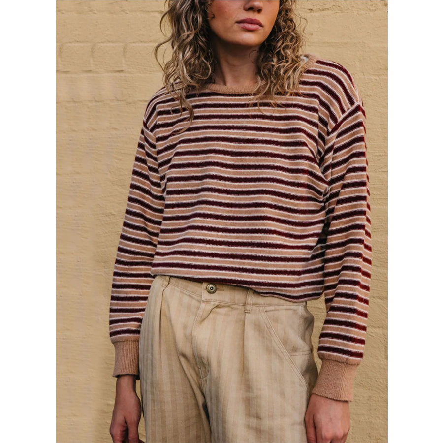 Striped Crew Neck Sweater Apparel and Accessories