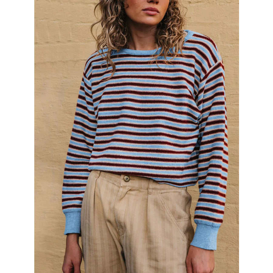 Striped Crew Neck Sweater Apparel and Accessories