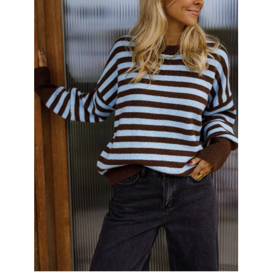 Striped Crew Neck Sweater Apparel and Accessories