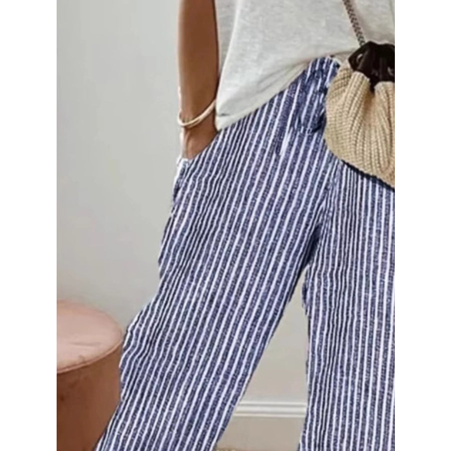 Striped Cropped Pants Apparel and Accessories