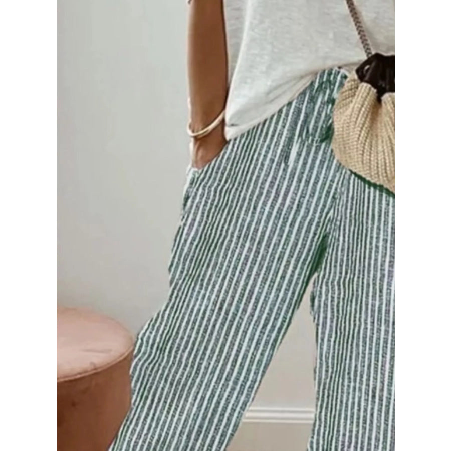 Striped Cropped Pants Apparel and Accessories