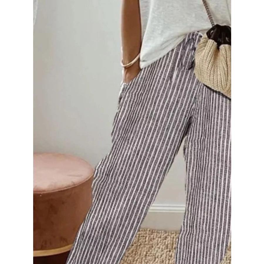 Striped Cropped Pants Apparel and Accessories