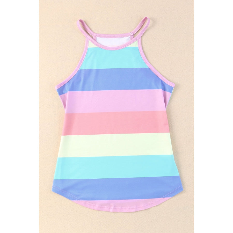 Striped Curved Hem Tank