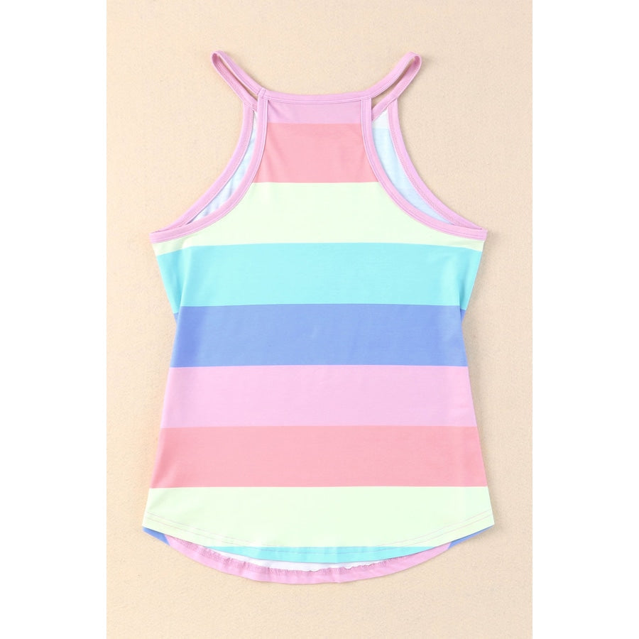 Striped Curved Hem Tank