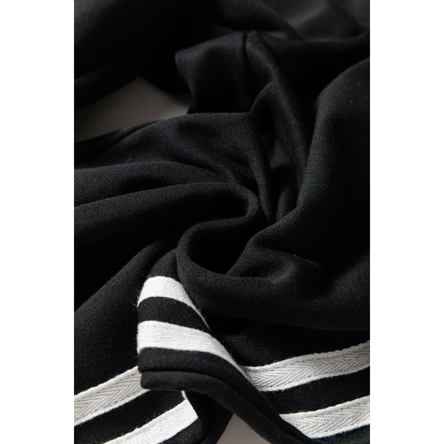 Striped Detail Crewneck Pullover Elastic Sweatpants 2pcs Outfit Apparel and Accessories