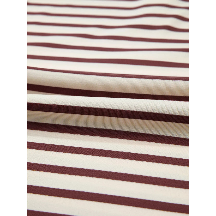 Striped Drop Shoulder Long Sleeve Henley Top Apparel and Accessories