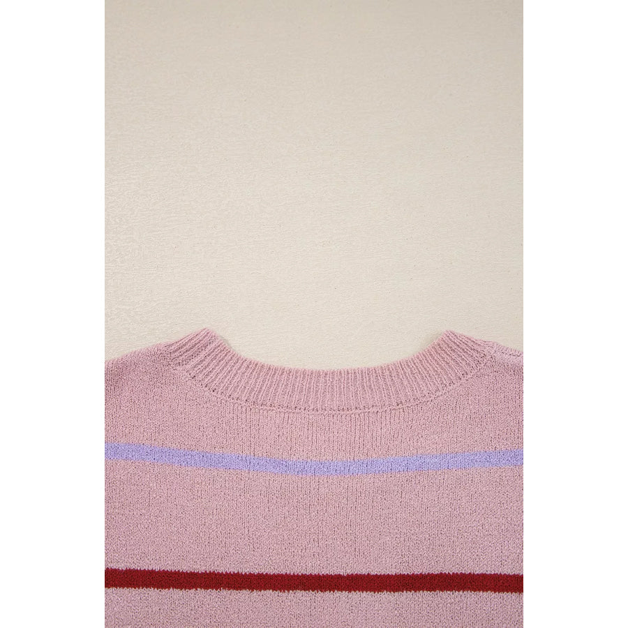 Striped Drop Shoulder Long Sleeve Sweater Apparel and Accessories