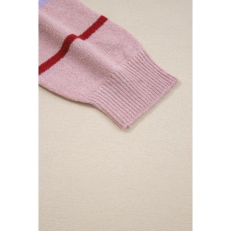 Striped Drop Shoulder Long Sleeve Sweater Apparel and Accessories