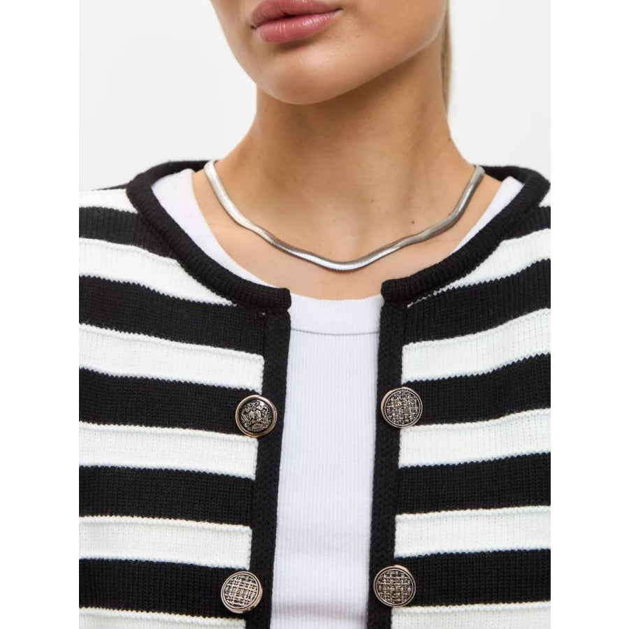 Striped Dropped Shoulder Long Sleeve Cardigan Apparel and Accessories