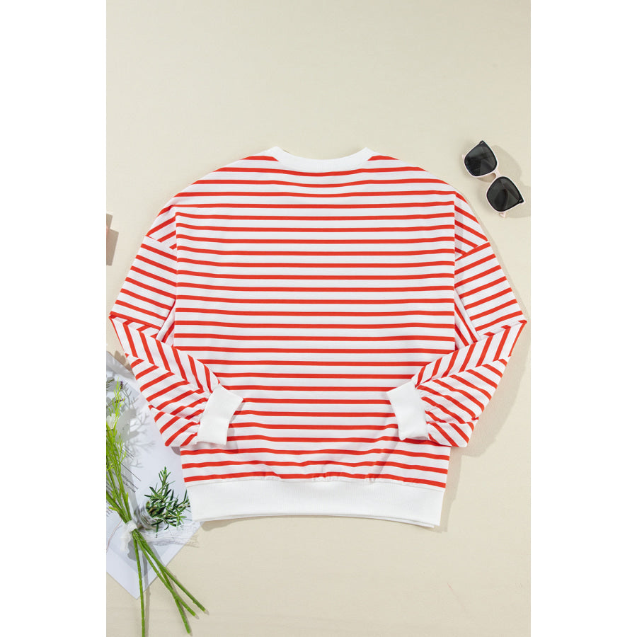 Striped Dropped Shoulder Long Sleeve Sweatshirt Apparel and Accessories