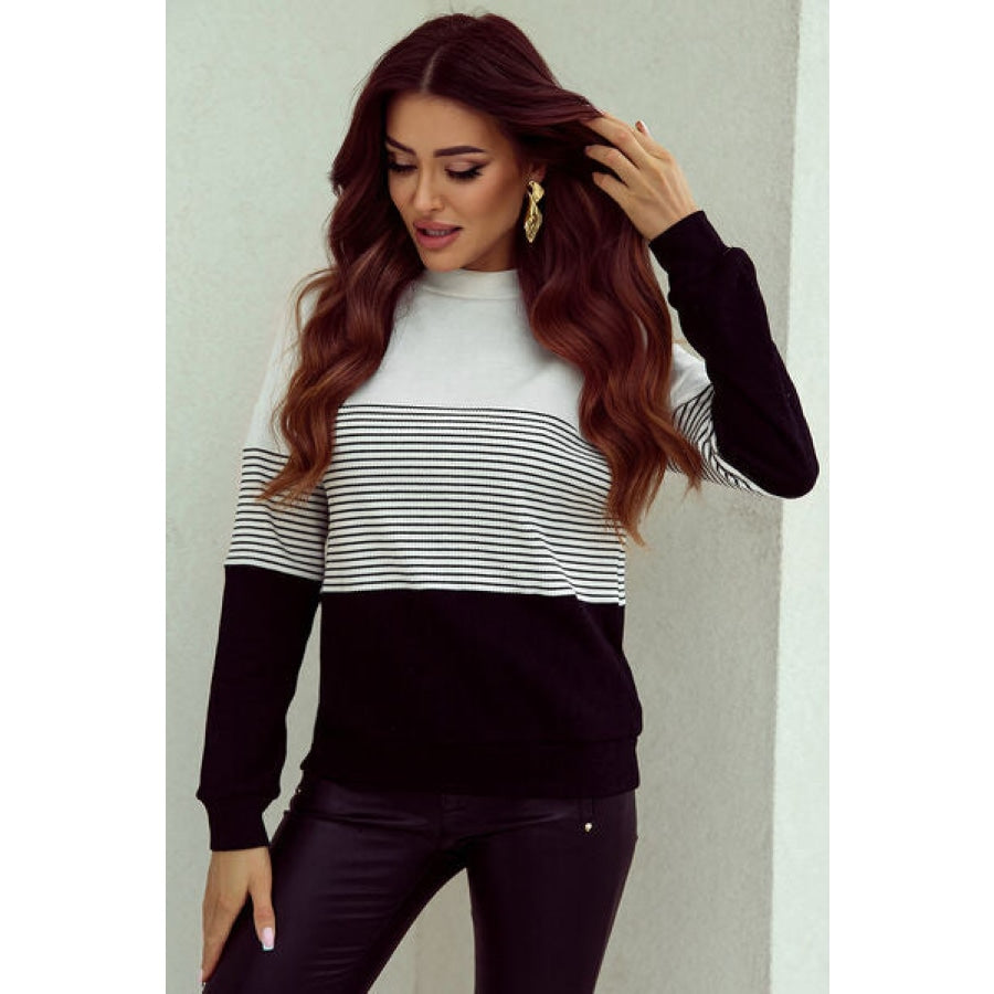 Striped Dropped Shoulder Long Sleeve T-Shirt Clothing