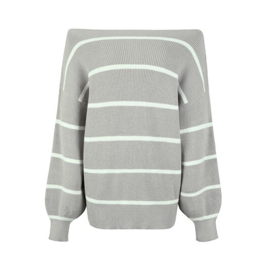 Striped Dropped Shoulder Pullover Sweater Clothing