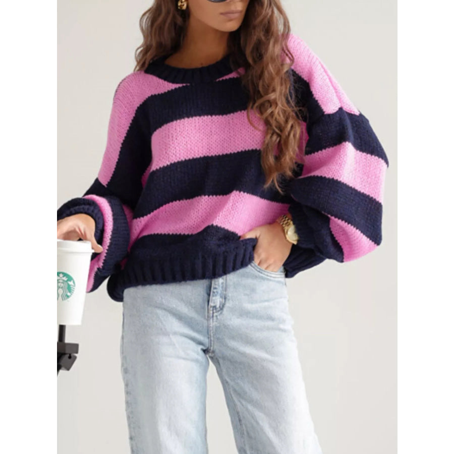 Striped Dropped Shoulder Sweater Apparel and Accessories