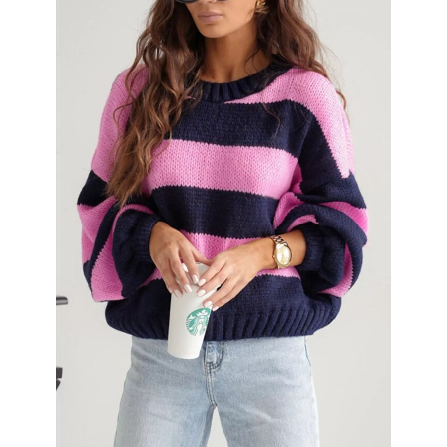 Striped Dropped Shoulder Sweater Apparel and Accessories
