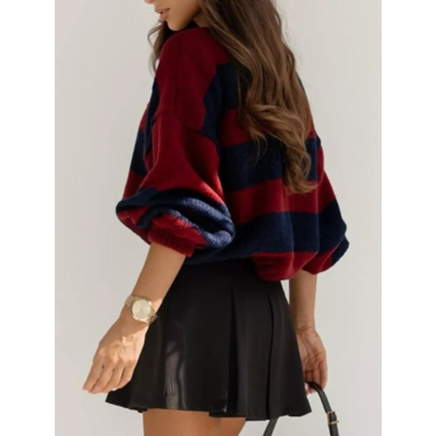 Striped Dropped Shoulder Sweater Apparel and Accessories