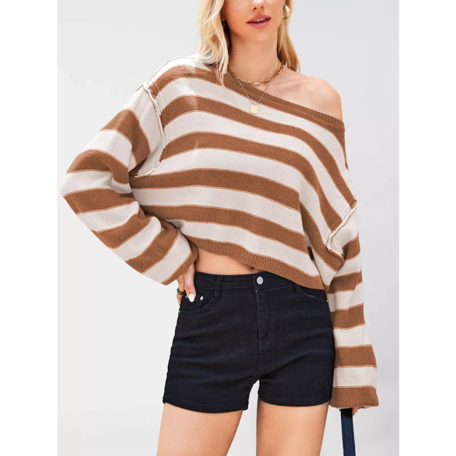 Striped Dropped Shoulder Sweater Apparel and Accessories