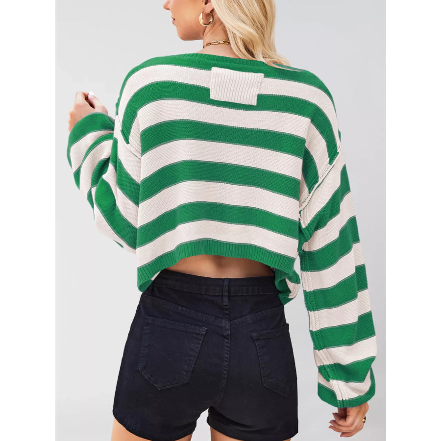 Striped Dropped Shoulder Sweater Apparel and Accessories