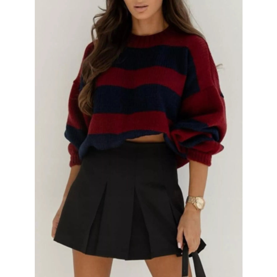 Striped Dropped Shoulder Sweater Apparel and Accessories