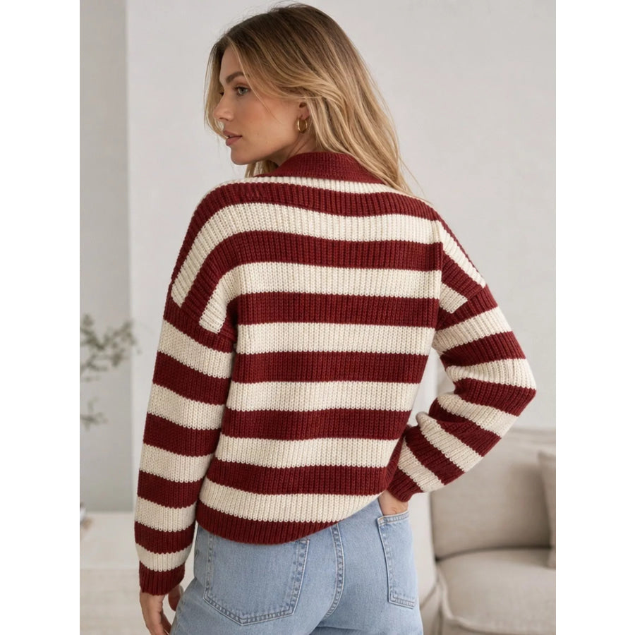 Striped Dropped Shoulder Sweater Apparel and Accessories