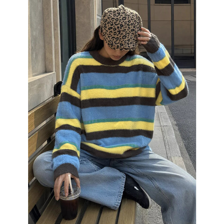 Striped Dropped Shoulder Sweater Apparel and Accessories