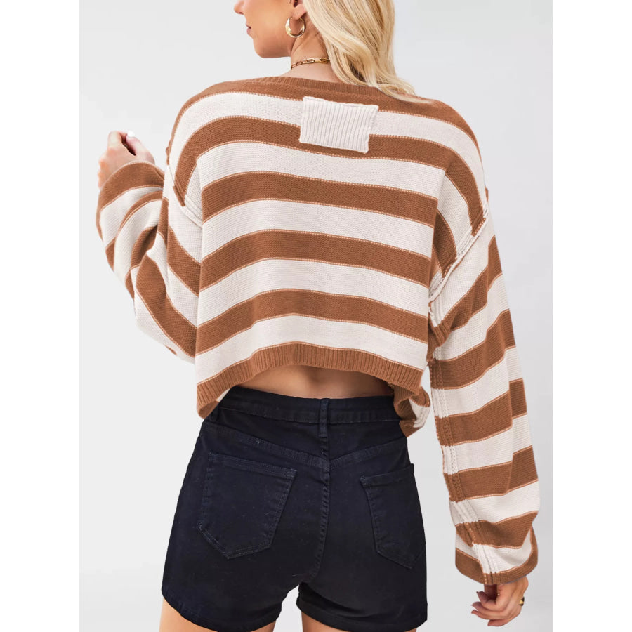 Striped Dropped Shoulder Sweater Apparel and Accessories