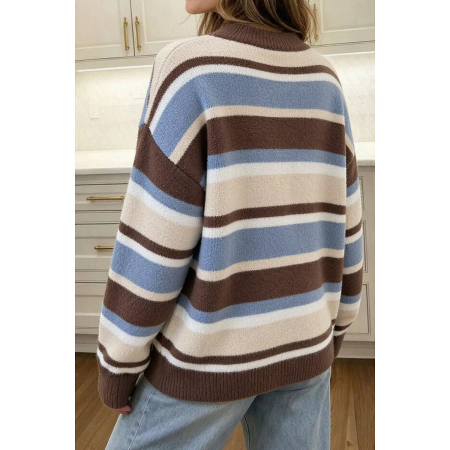 Striped Dropped Shoulder Sweater Apparel and Accessories