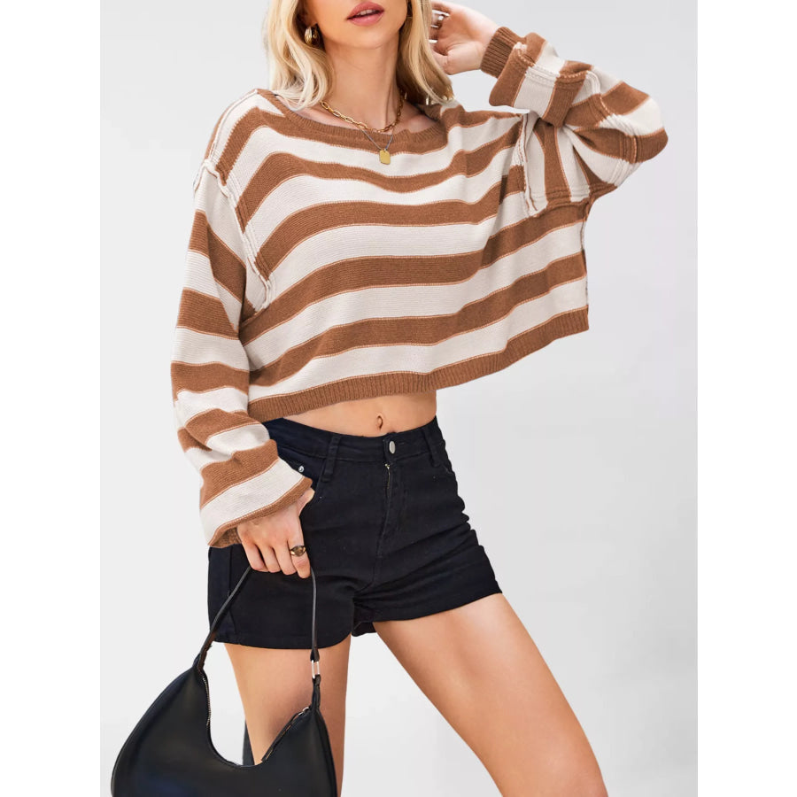 Striped Dropped Shoulder Sweater Apparel and Accessories