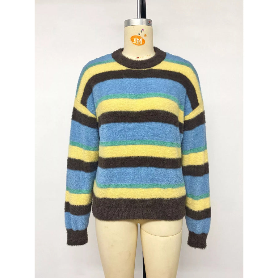 Striped Dropped Shoulder Sweater Apparel and Accessories