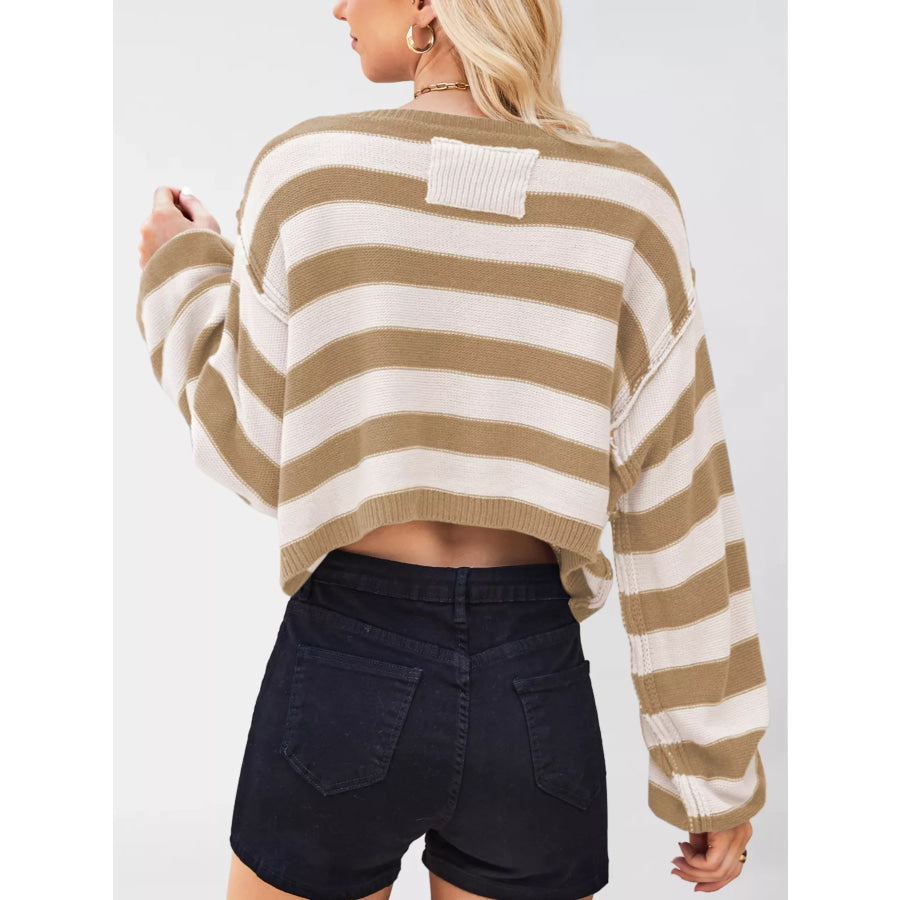Striped Dropped Shoulder Sweater Apparel and Accessories