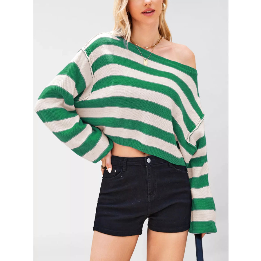 Striped Dropped Shoulder Sweater Apparel and Accessories