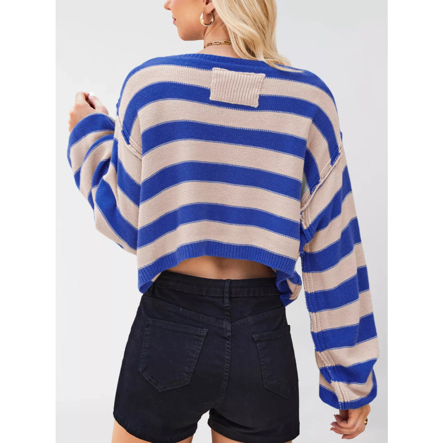 Striped Dropped Shoulder Sweater Apparel and Accessories