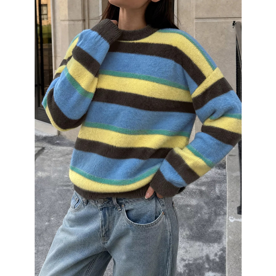 Striped Dropped Shoulder Sweater Apparel and Accessories