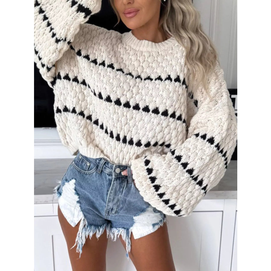 Striped Dropped Shoulder Sweater Apparel and Accessories