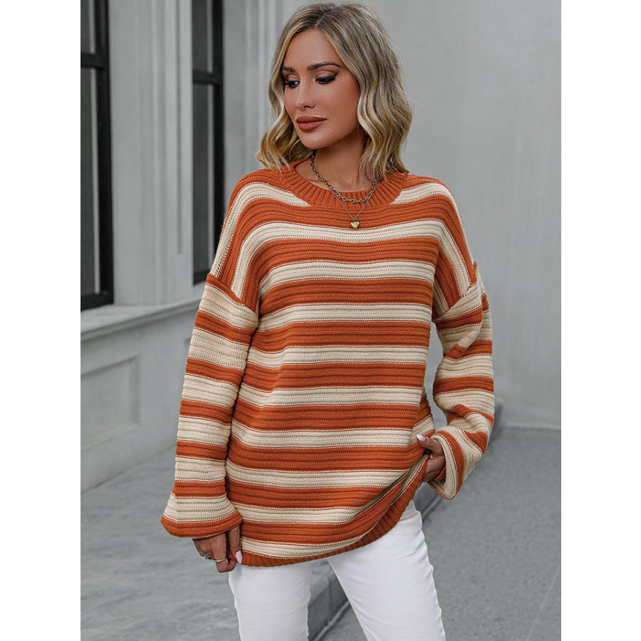 Striped Dropped Shoulder Sweater