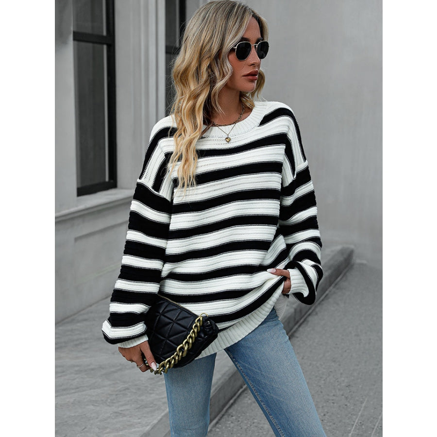 Striped Dropped Shoulder Sweater