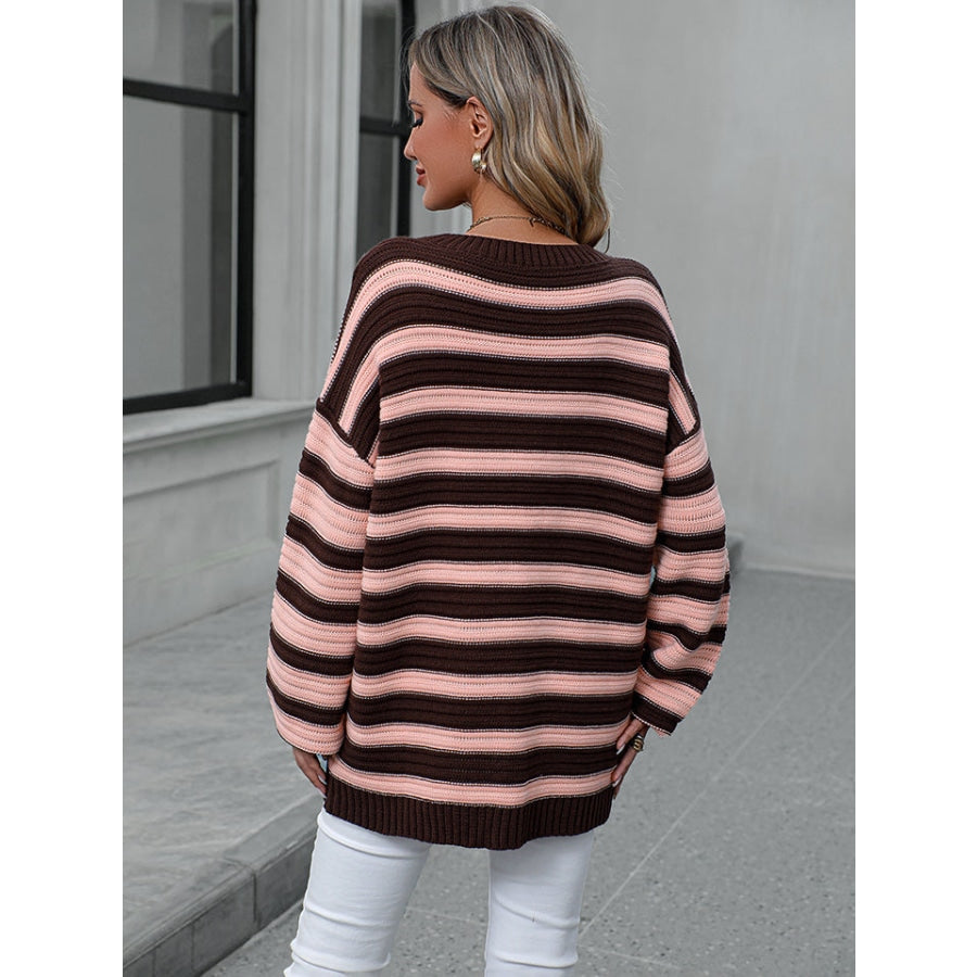 Striped Dropped Shoulder Sweater