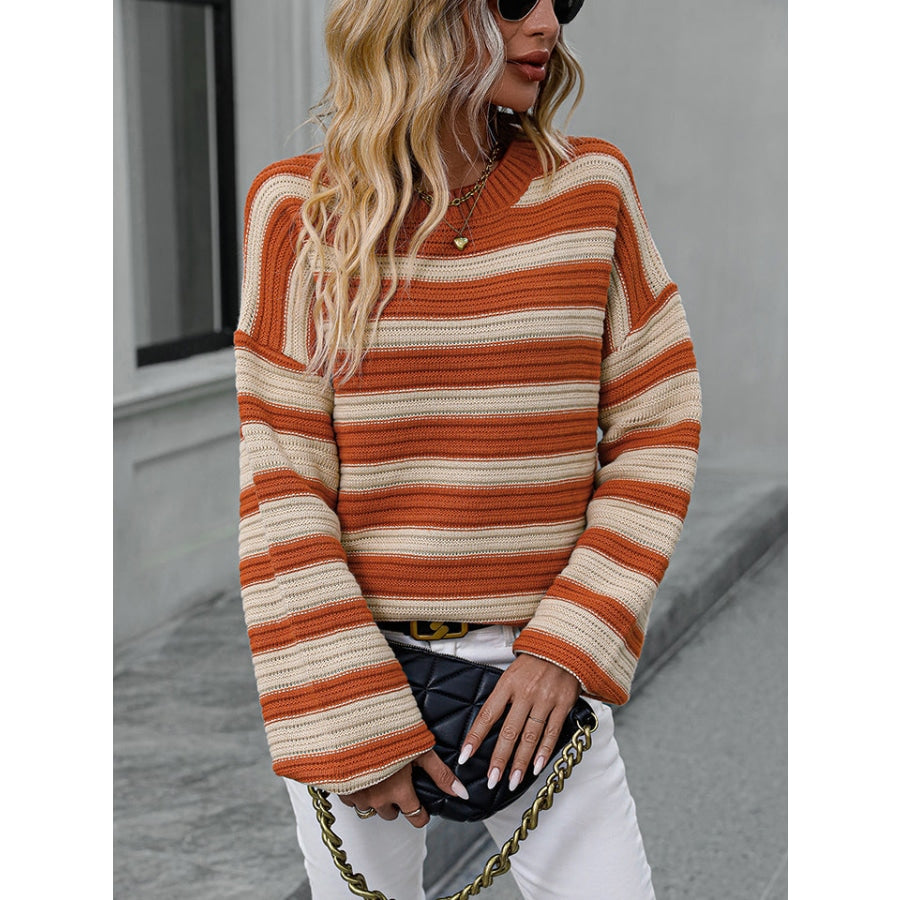 Striped Dropped Shoulder Sweater