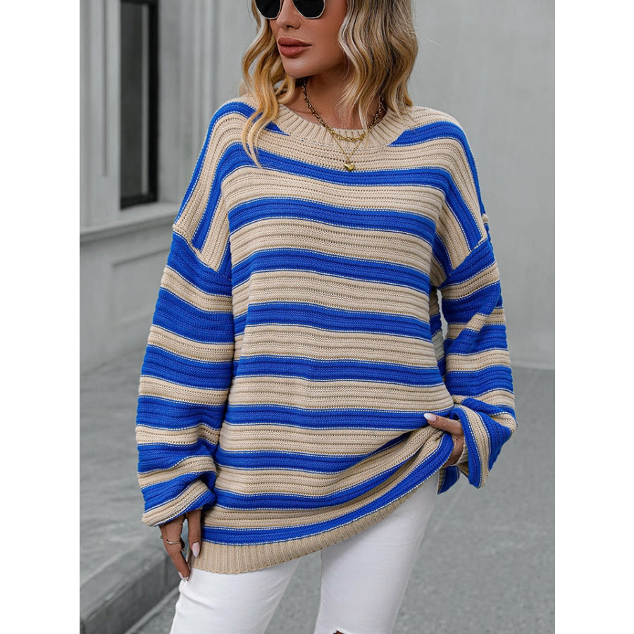 Striped Dropped Shoulder Sweater