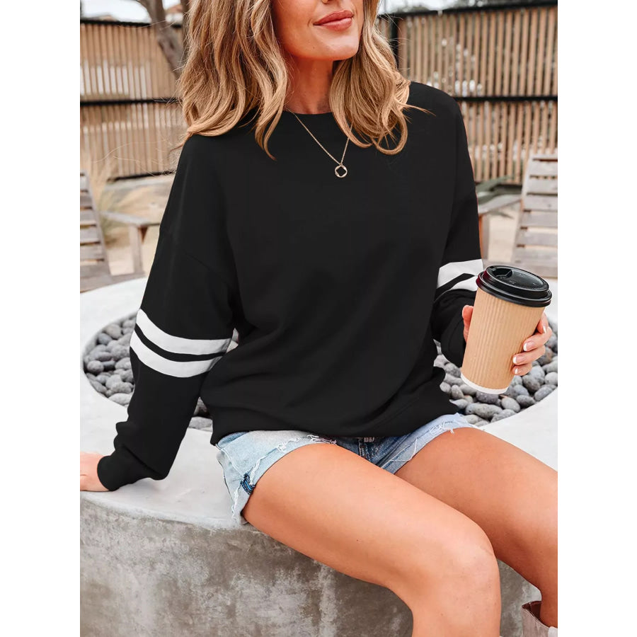 Striped Dropped Shoulder Sweatshirt Apparel and Accessories