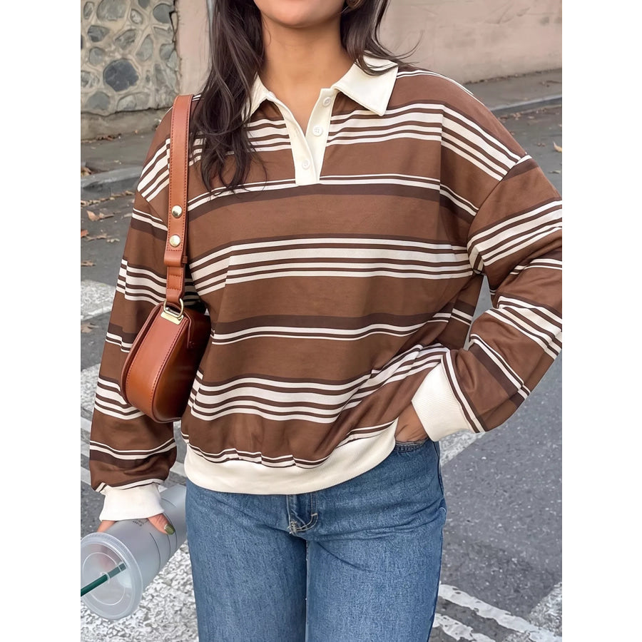 Striped Dropped Shoulder Sweatshirt Apparel and Accessories