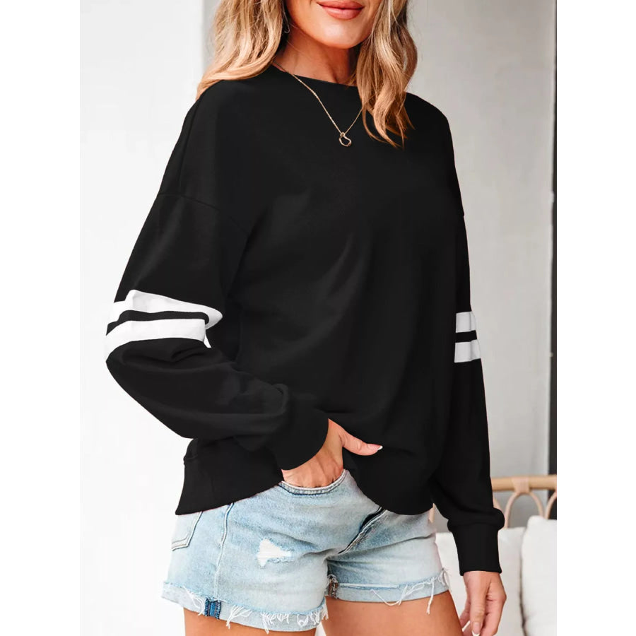 Striped Dropped Shoulder Sweatshirt Apparel and Accessories