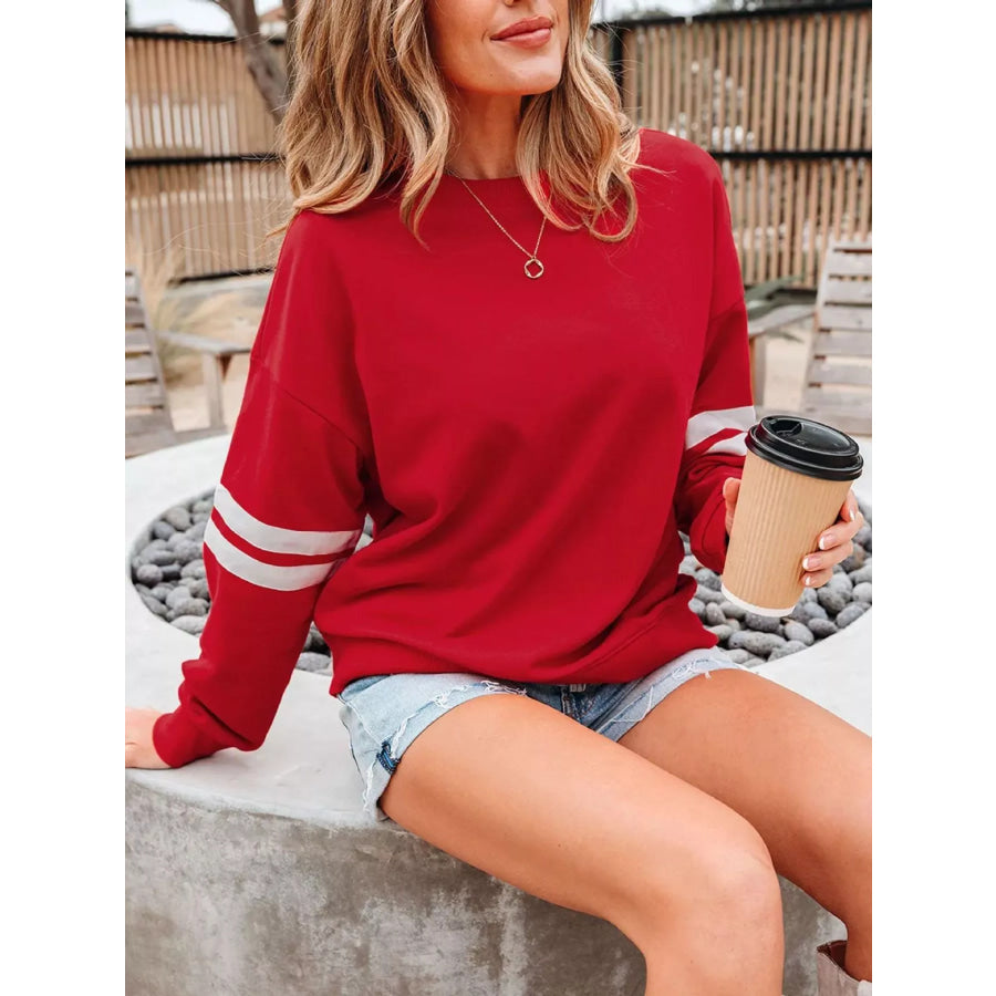 Striped Dropped Shoulder Sweatshirt Apparel and Accessories