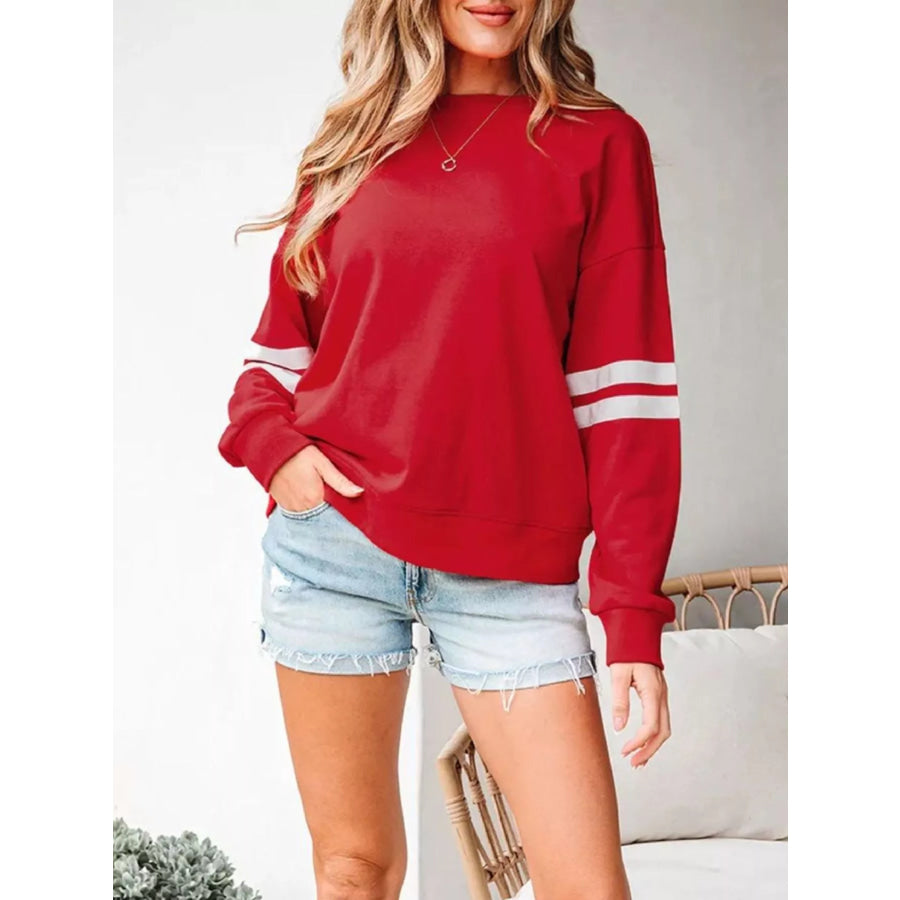 Striped Dropped Shoulder Sweatshirt Apparel and Accessories